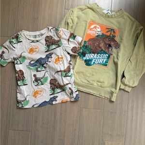 Jurassic Park Dinosaurs Kids Sweatshirt & Tshirt LOT Size 6/7 H&M